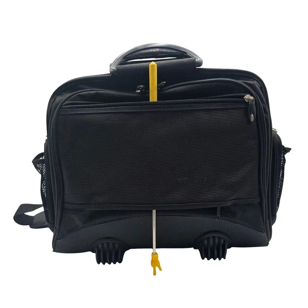 Port Designs Black Ballistic Nylon Laptop Briefcase Messenger Bag 16.5x6.5x13in